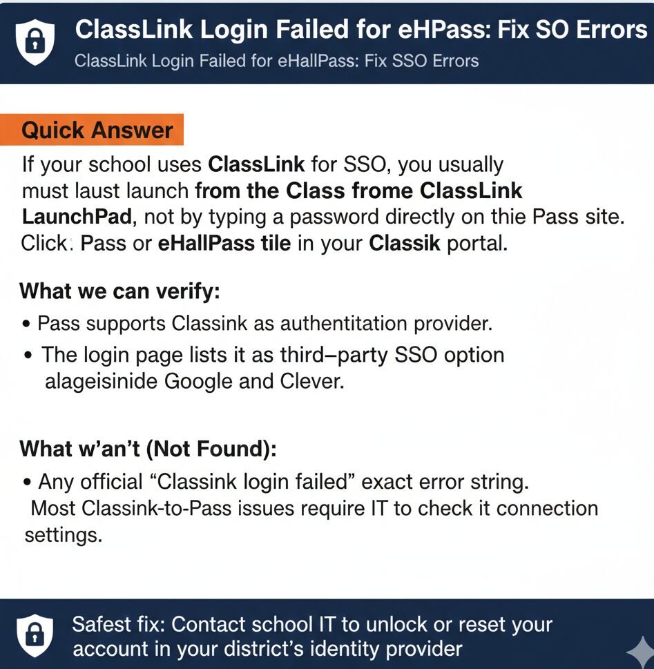 classlink failed for ehallpass