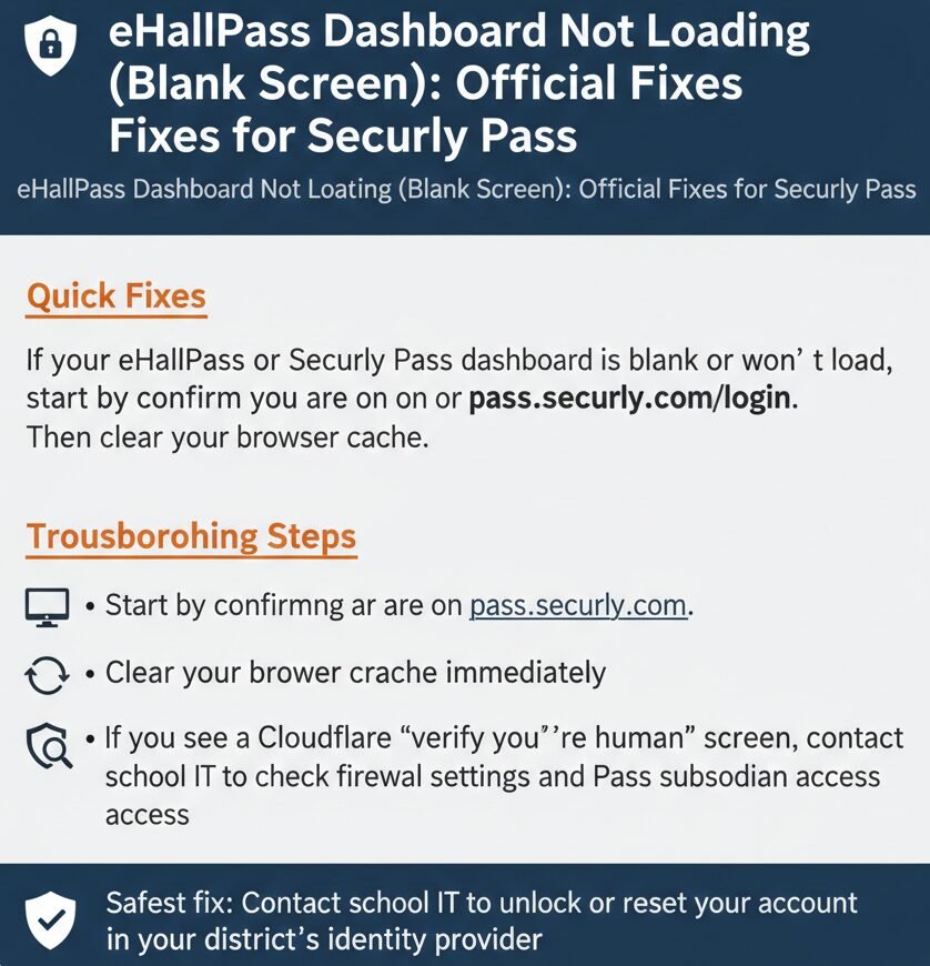 ehallpass dashboard not loading